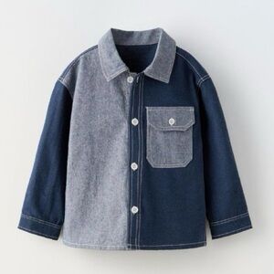 Zara Kids Two-Tone Patchwork Shirt and Pants Set